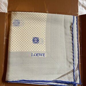 Loewe Vintage Silk Scarf Logo Blue Dot